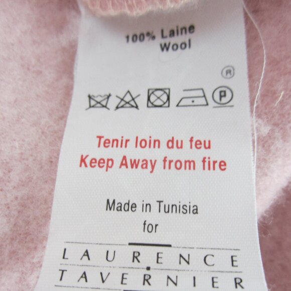 Vtg Laurence Tavernier Womens 100% Wool Eponyme Poncho Pastel Pink Fringe FLAW - Picture 7 of 10